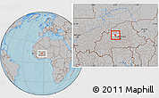 Gray Location Map of Yako, highlighted parent region, hill shading