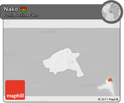 Gray 3D Map of Nako, single color outside