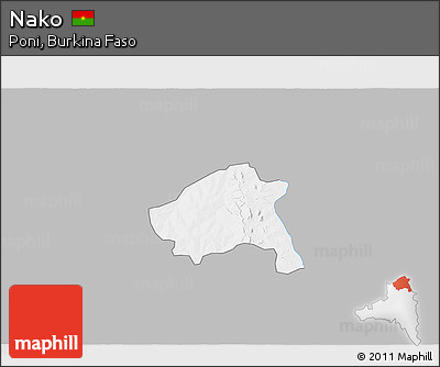 Gray 3D Map of Nako, single color outside