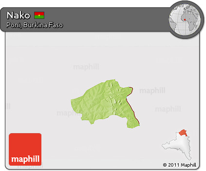Physical 3D Map of Nako, cropped outside