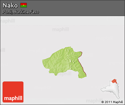 Physical 3D Map of Nako, cropped outside