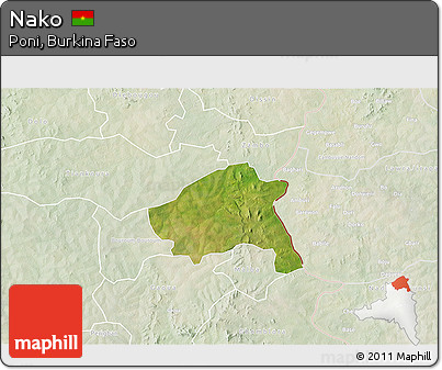 Satellite 3D Map of Nako, lighten