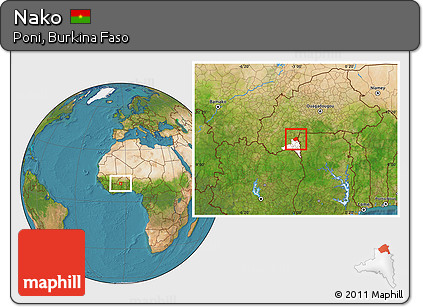 Satellite Location Map of Nako, highlighted parent region