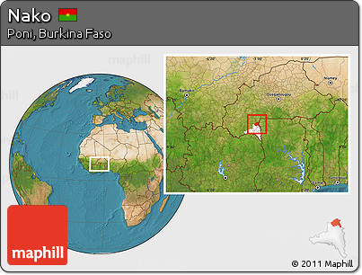 Satellite Location Map of Nako, highlighted parent region