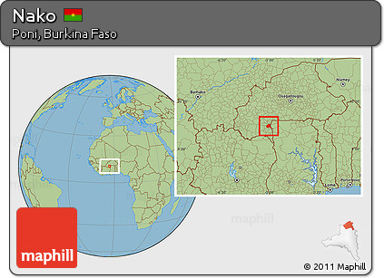 Savanna Style Location Map of Nako