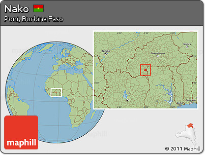 Savanna Style Location Map of Nako