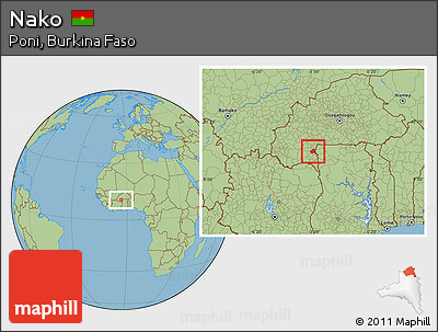 Savanna Style Location Map of Nako