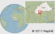 Savanna Style Location Map of Nako, highlighted country, highlighted parent region, hill shading