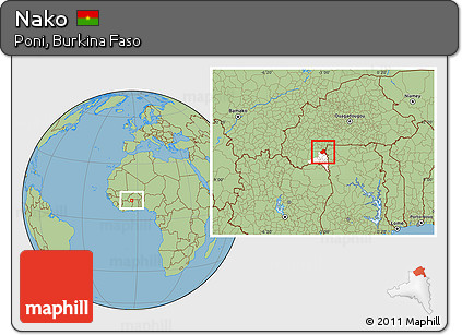 Savanna Style Location Map of Nako, highlighted parent region