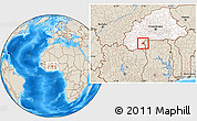 Shaded Relief Location Map of Nako, highlighted country