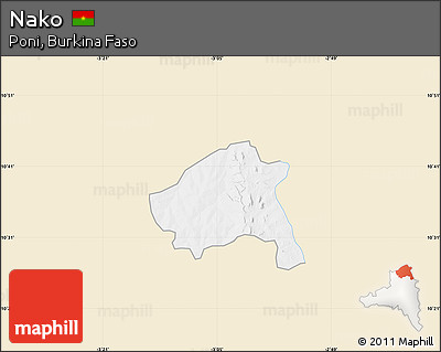 Classic Style Map of Nako, single color outside