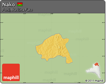 Savanna Style Map of Nako, single color outside