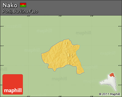 Savanna Style Map of Nako, single color outside