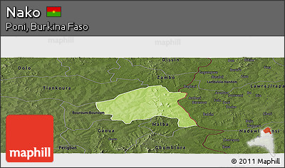 Physical Panoramic Map of Nako, darken