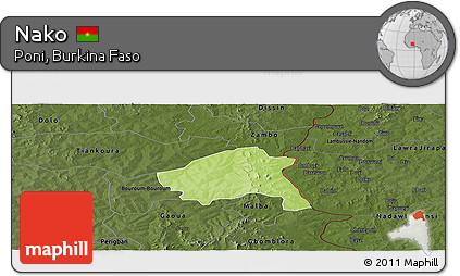Physical Panoramic Map of Nako, darken