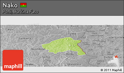 Physical Panoramic Map of Nako, desaturated
