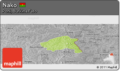 Physical Panoramic Map of Nako, desaturated