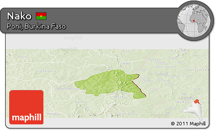 Physical Panoramic Map of Nako, lighten
