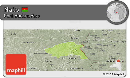 Physical Panoramic Map of Nako, semi-desaturated