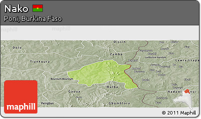 Physical Panoramic Map of Nako, semi-desaturated