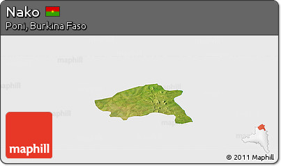 Satellite Panoramic Map of Nako, single color outside
