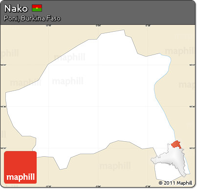 Classic Style Simple Map of Nako, single color outside