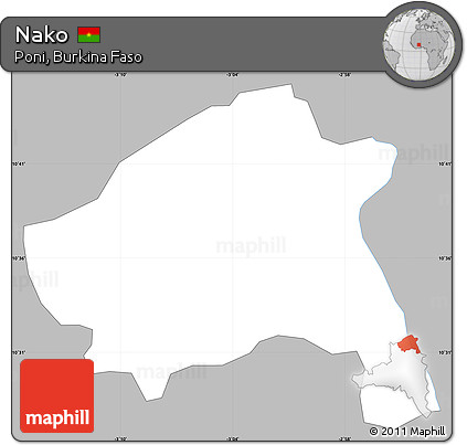 Gray Simple Map of Nako, single color outside