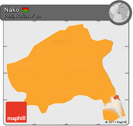 Political Simple Map of Nako, single color outside