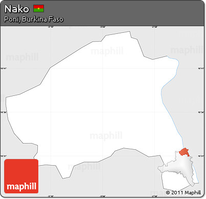 Silver Style Simple Map of Nako, single color outside