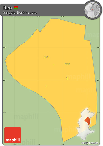 Savanna Style Simple Map of Reo, single color outside