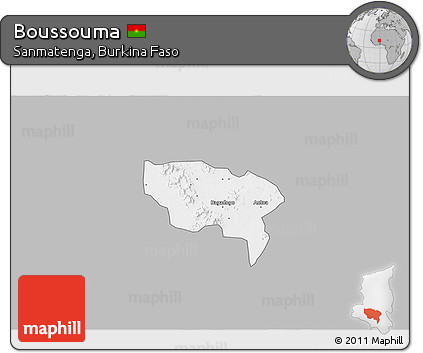 Gray 3D Map of Boussouma, single color outside
