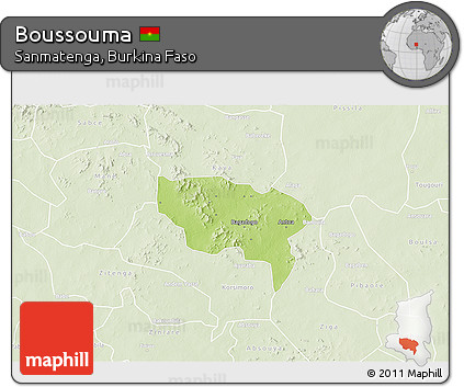 Physical 3D Map of Boussouma, lighten