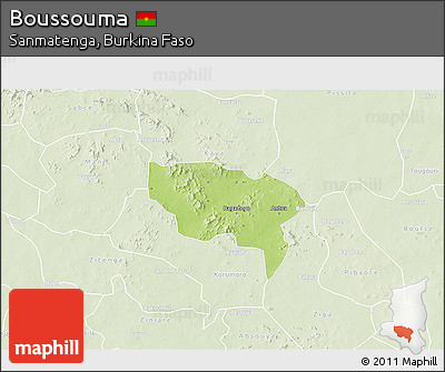 Physical 3D Map of Boussouma, lighten