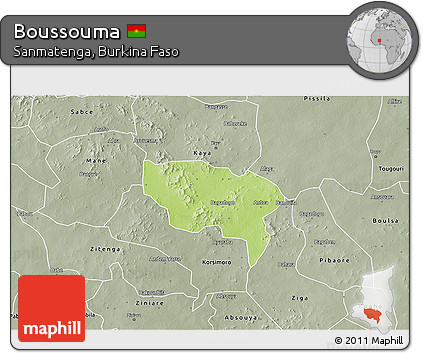 Physical 3D Map of Boussouma, semi-desaturated
