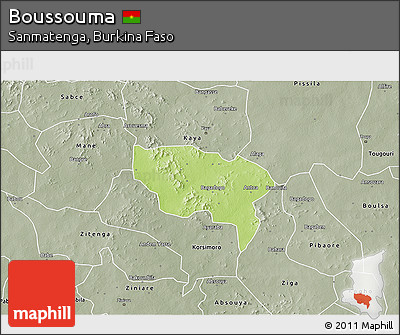 Physical 3D Map of Boussouma, semi-desaturated