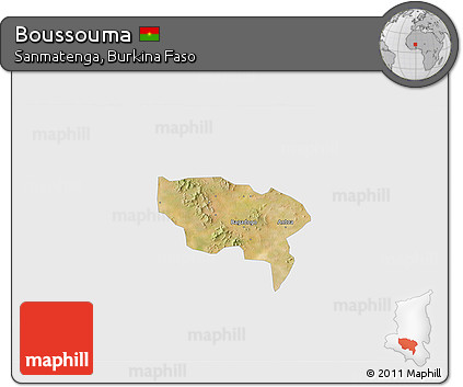 Satellite 3D Map of Boussouma, single color outside