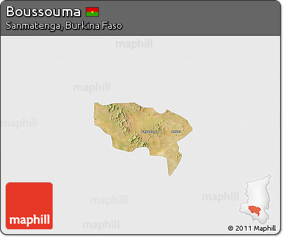 Satellite 3D Map of Boussouma, single color outside