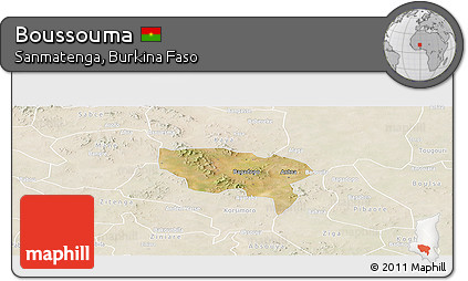 Satellite Panoramic Map of Boussouma, lighten
