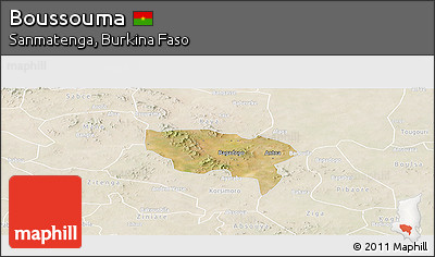 Satellite Panoramic Map of Boussouma, lighten