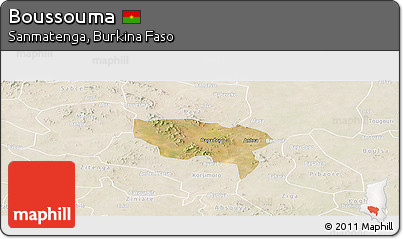 Satellite Panoramic Map of Boussouma, lighten