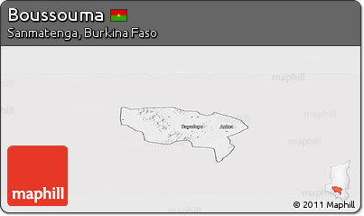Silver Style Panoramic Map of Boussouma, single color outside