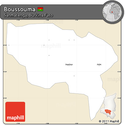 Classic Style Simple Map of Boussouma, single color outside