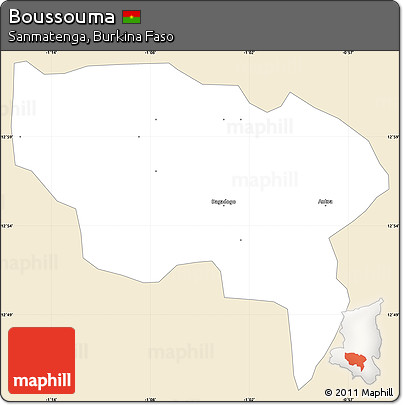 Classic Style Simple Map of Boussouma, single color outside