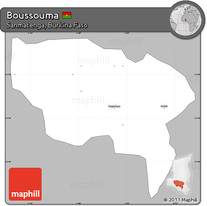 Gray Simple Map of Boussouma, single color outside