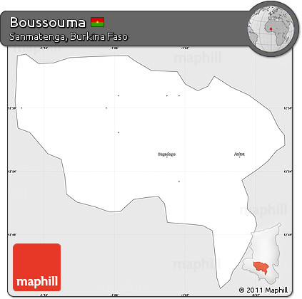 Silver Style Simple Map of Boussouma, single color outside