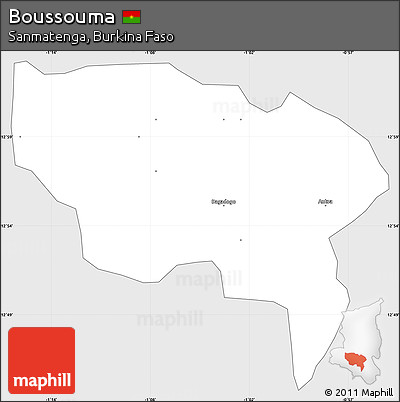 Silver Style Simple Map of Boussouma, single color outside