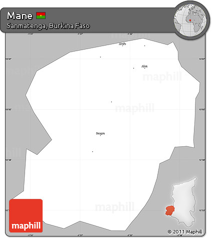 Gray Simple Map of Mane, single color outside