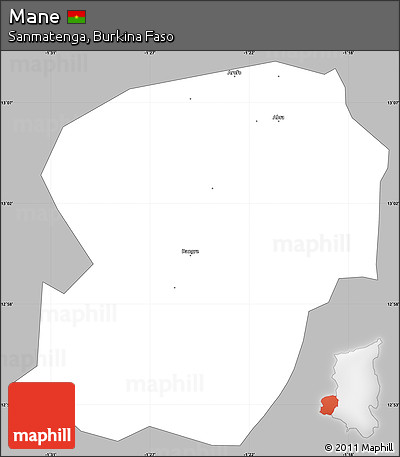 Gray Simple Map of Mane, single color outside