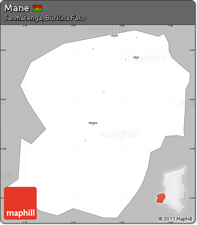 Gray Simple Map of Mane, single color outside