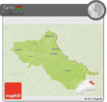 Physical 3D Map of Seno, lighten
